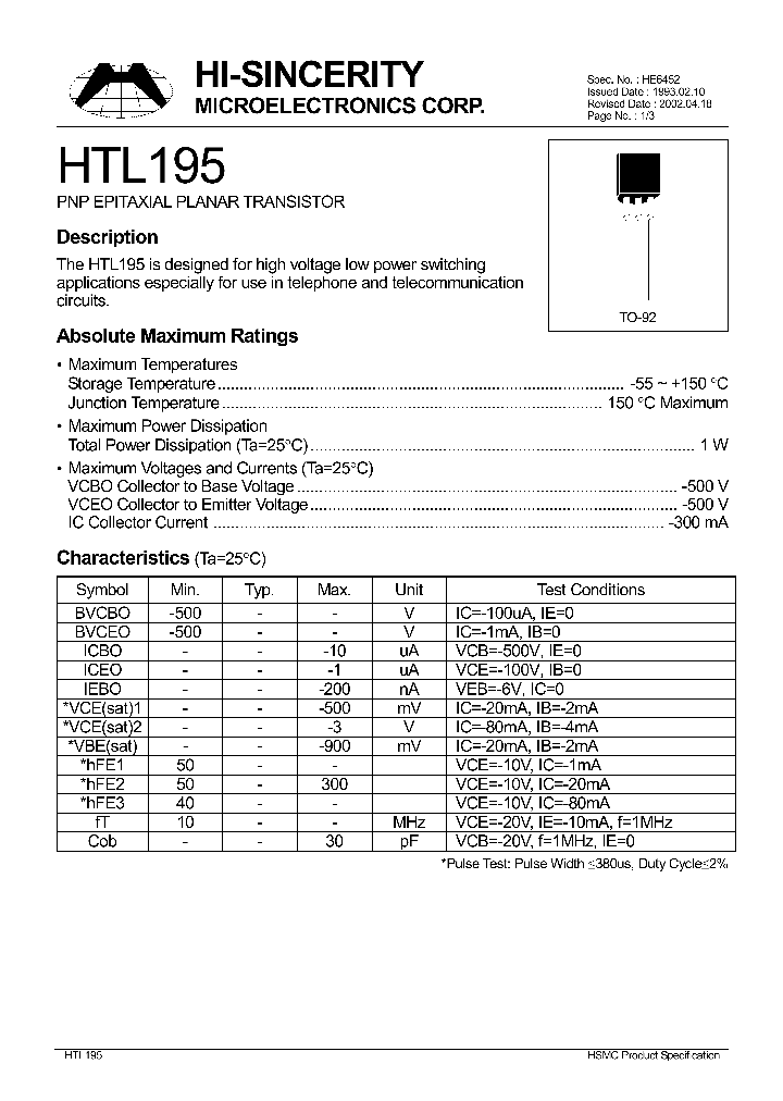 HTL195_67225.PDF Datasheet