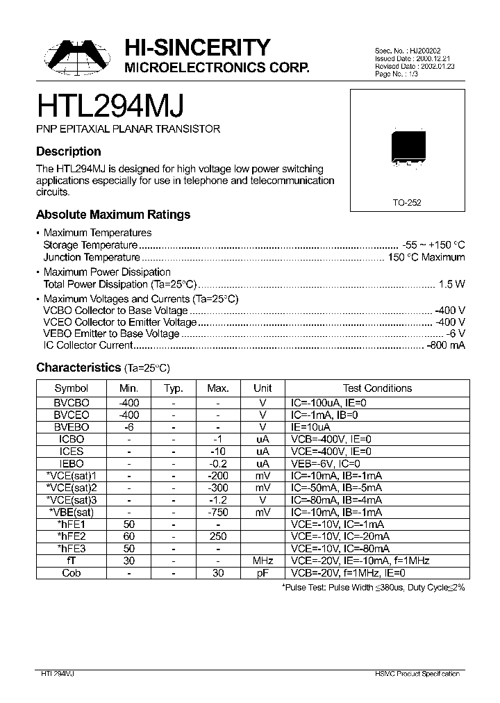 HTL294MJ_67285.PDF Datasheet