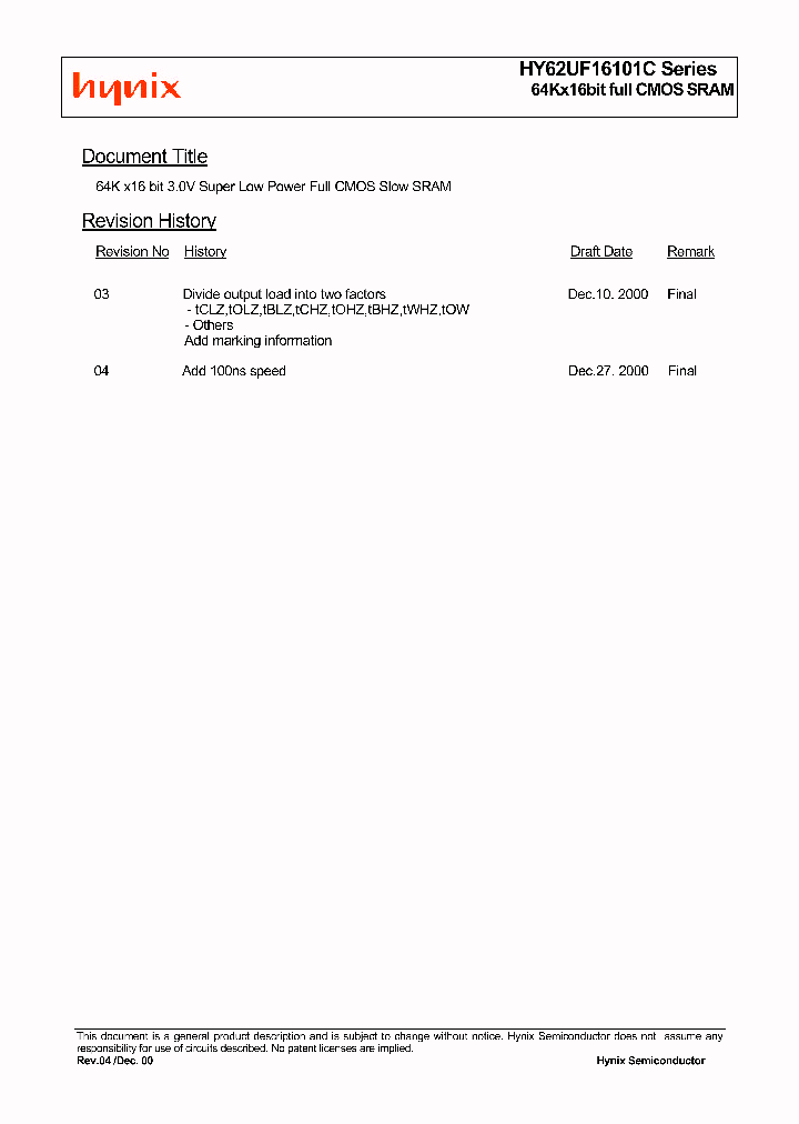 HY62UF16101C_60348.PDF Datasheet