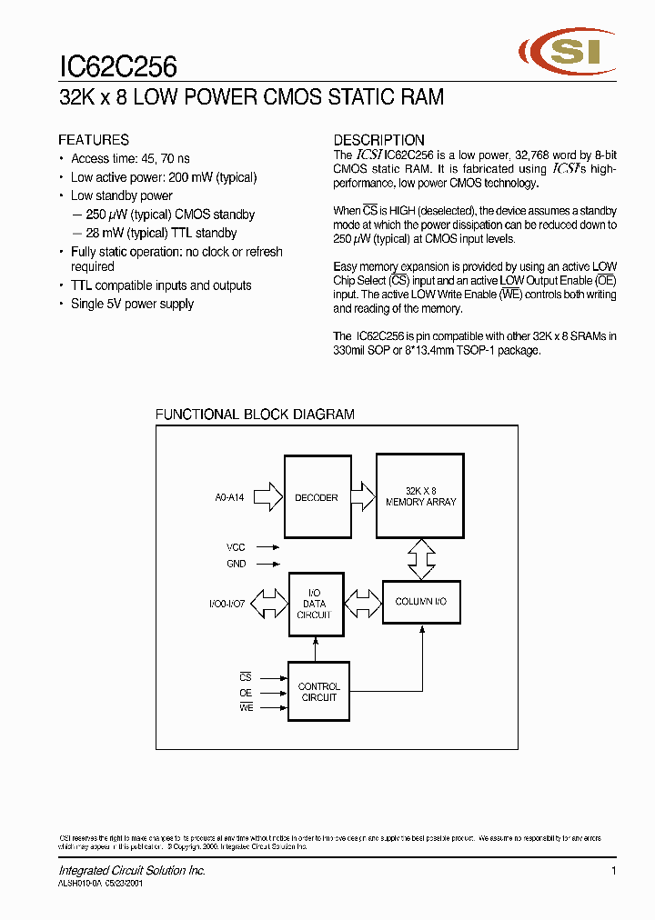 IC62C256_10855.PDF Datasheet