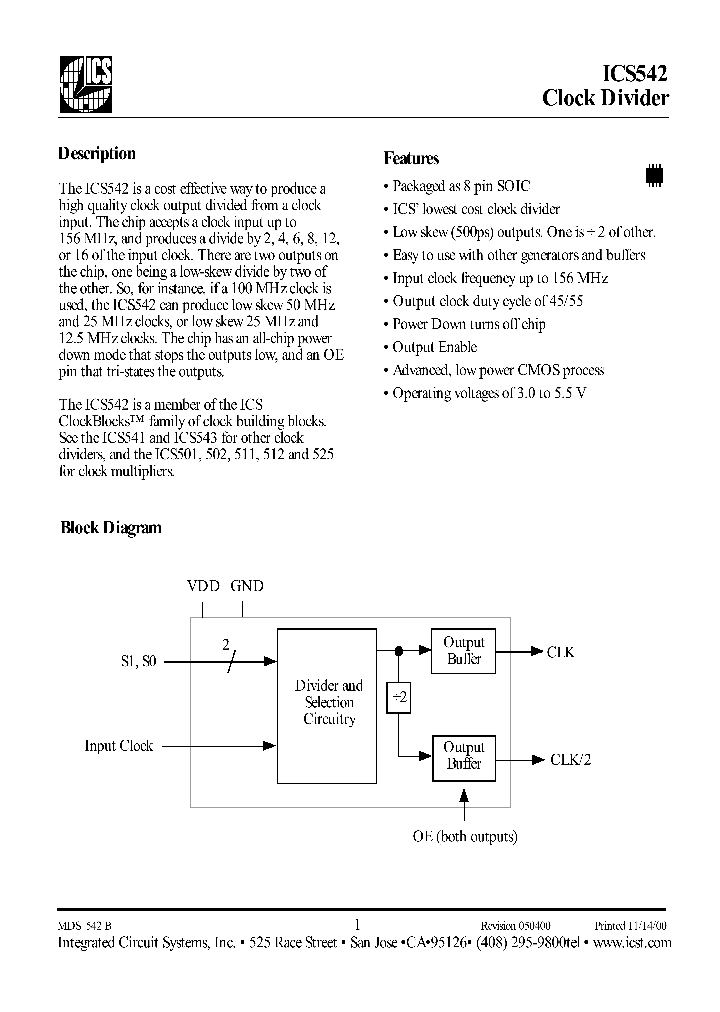 ICS542_40327.PDF Datasheet