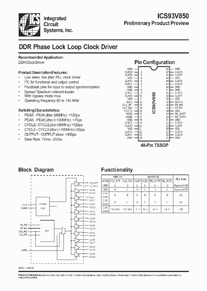 ICS93V850_106001.PDF Datasheet