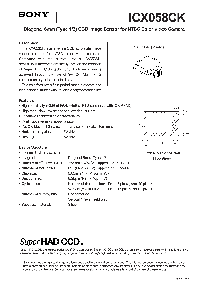 ICX058CK_41118.PDF Datasheet