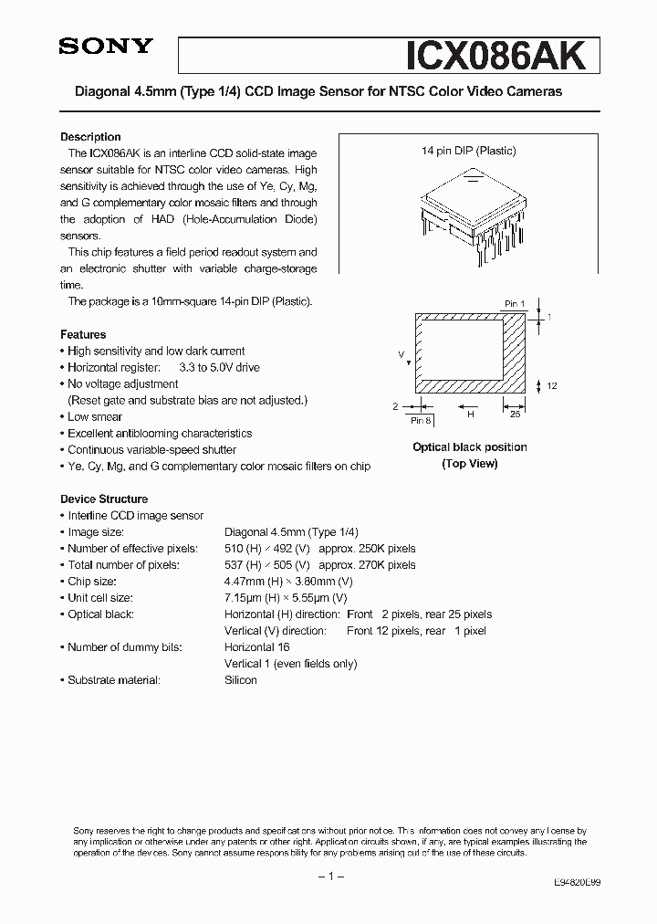 ICX086AK_41154.PDF Datasheet