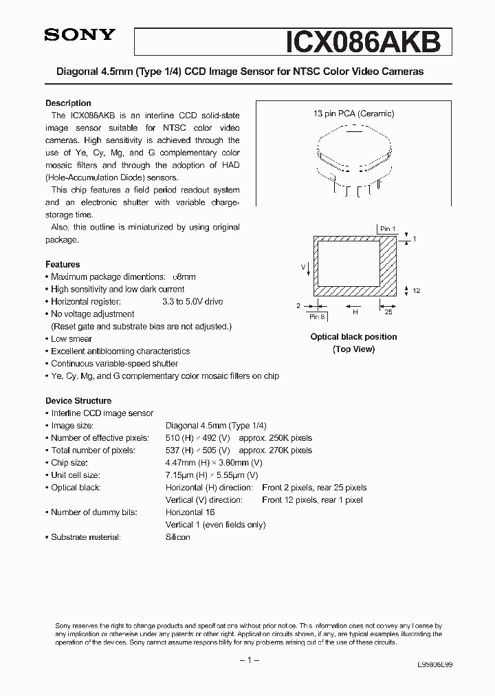 ICX086AKB_41155.PDF Datasheet