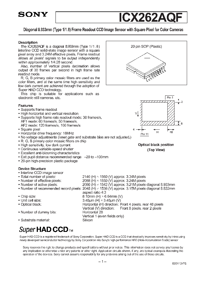 ICX262AQF_123281.PDF Datasheet