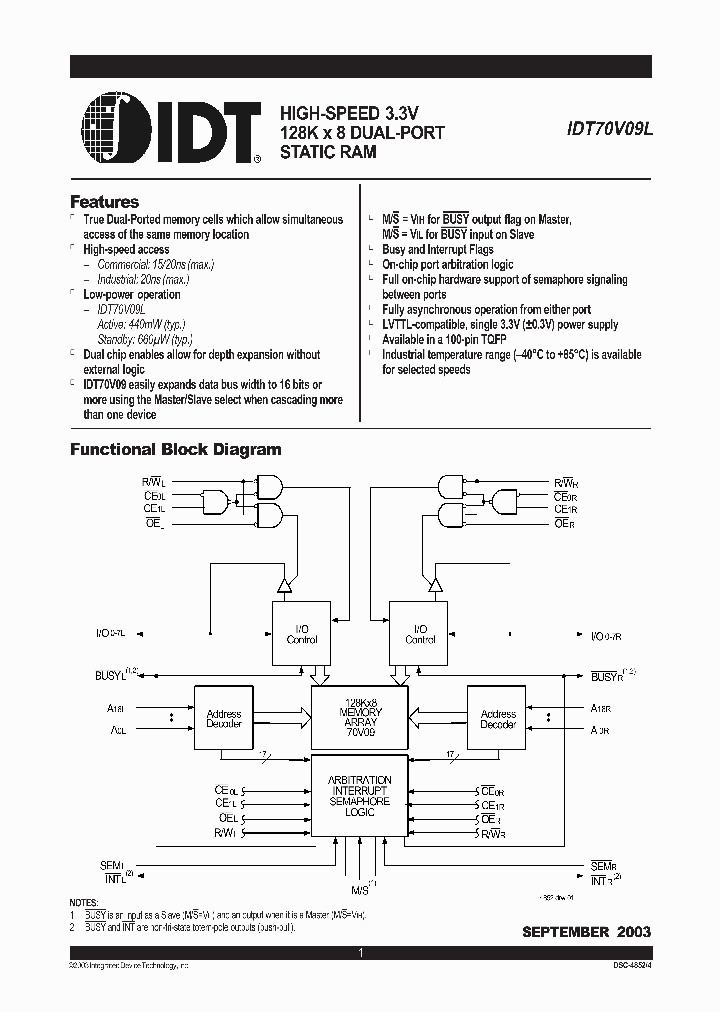 IDT70V09_109546.PDF Datasheet