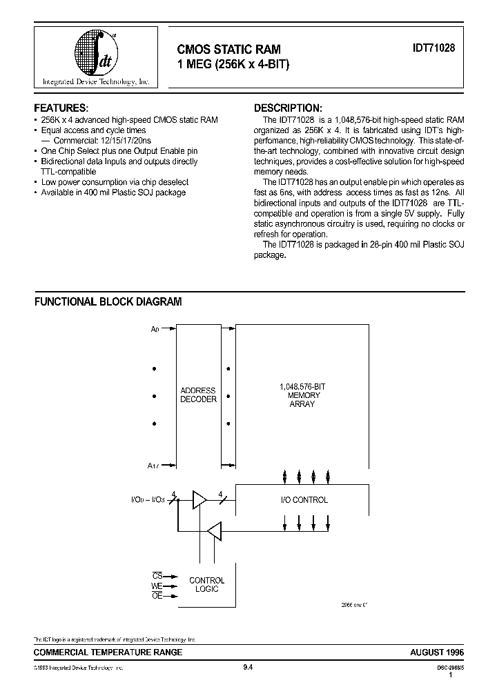 IDT71028_74208.PDF Datasheet