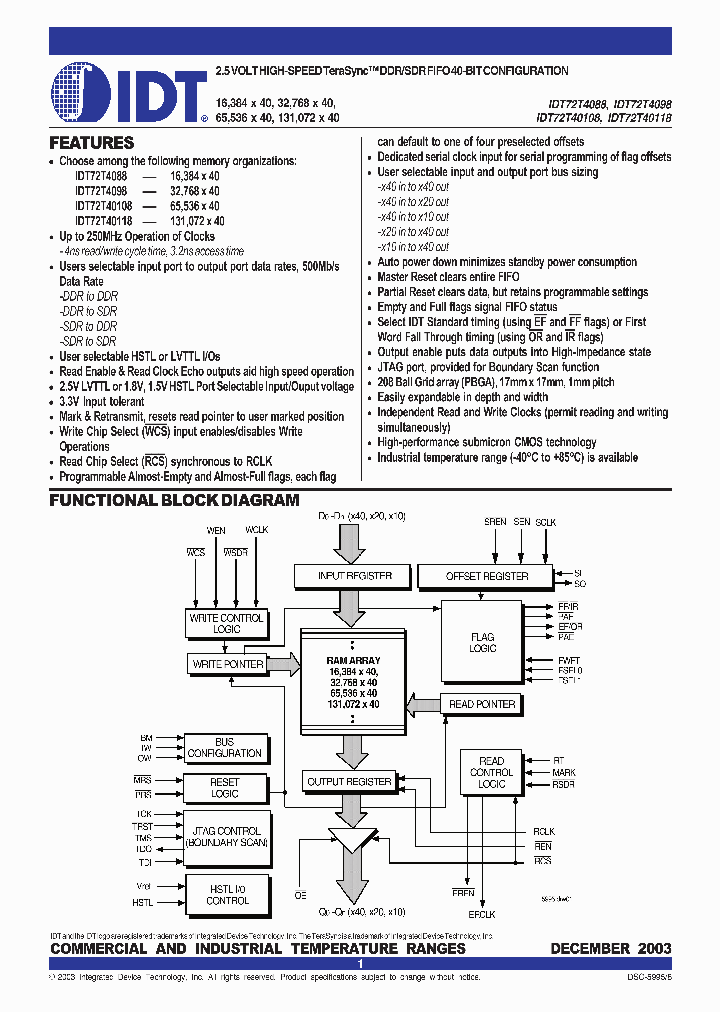 IDT72T4088_72917.PDF Datasheet