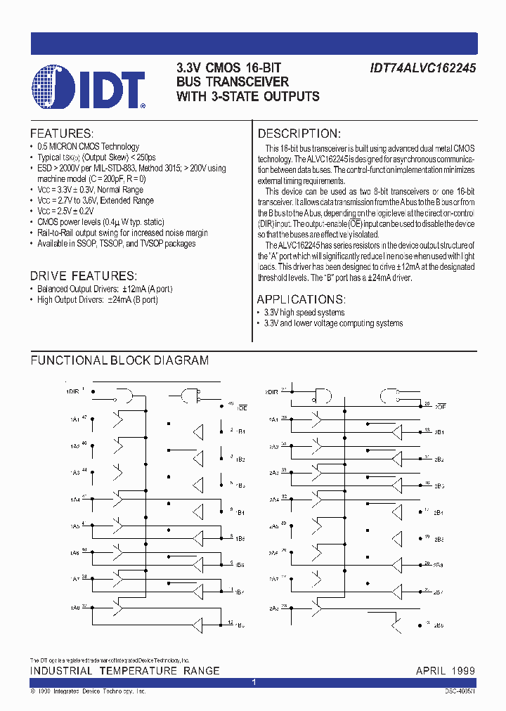 IDT74ALVC162245_172148.PDF Datasheet