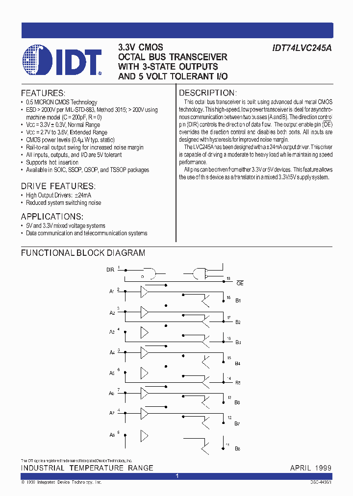 IDT74LVC245AQ_190545.PDF Datasheet