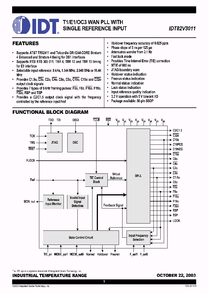 IDT82V3011_57858.PDF Datasheet