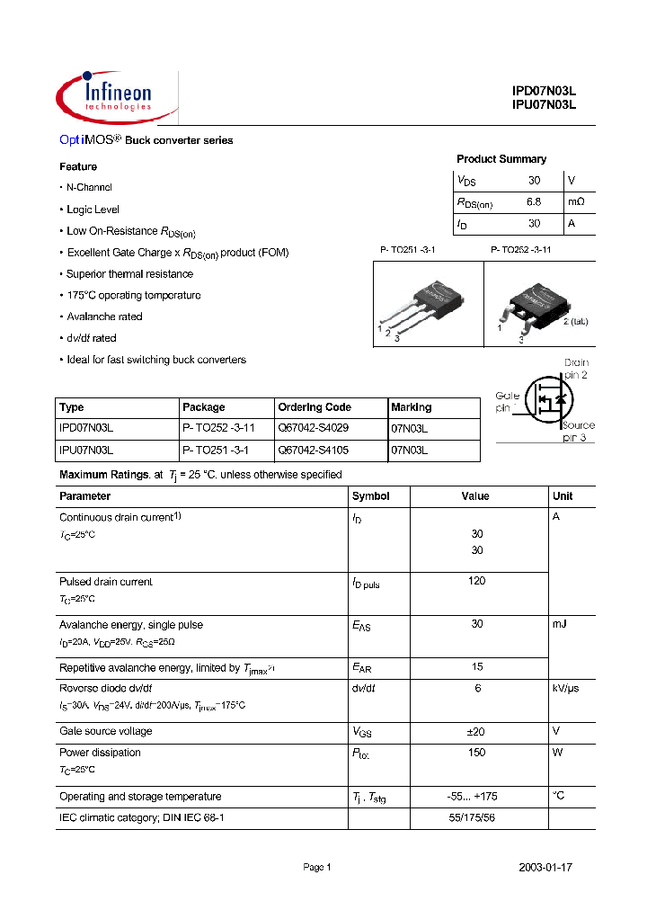 IPD07N03L_122476.PDF Datasheet