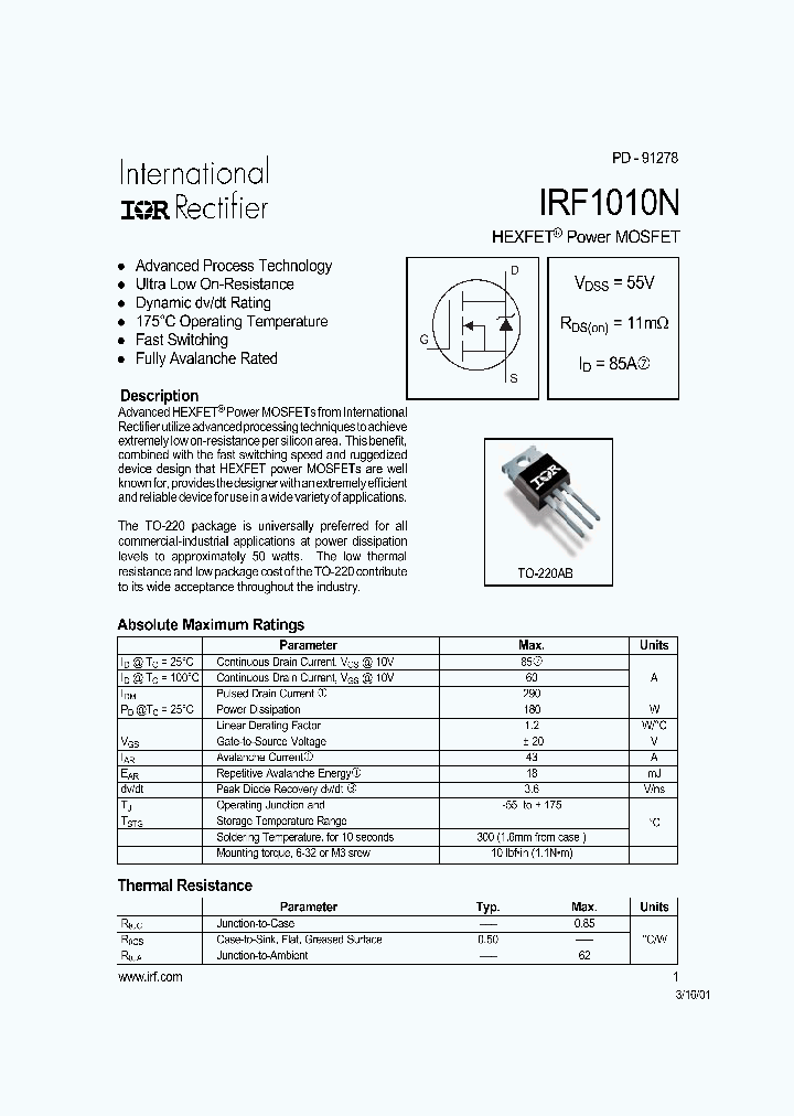 IRF1010N_5721.PDF Datasheet
