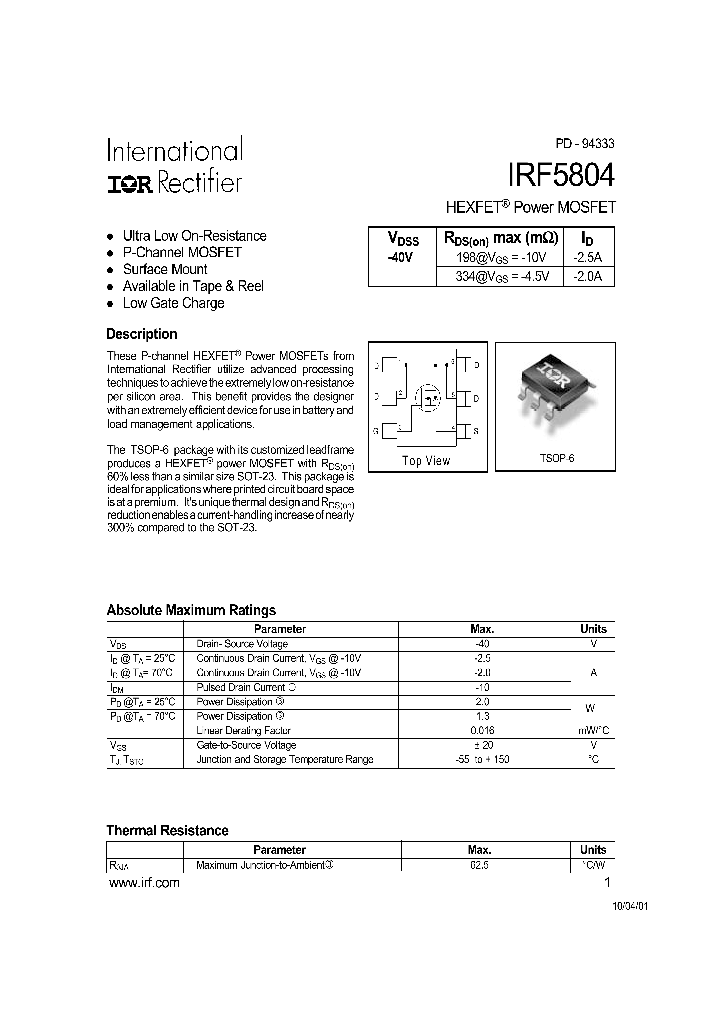 IRF5804_120592.PDF Datasheet