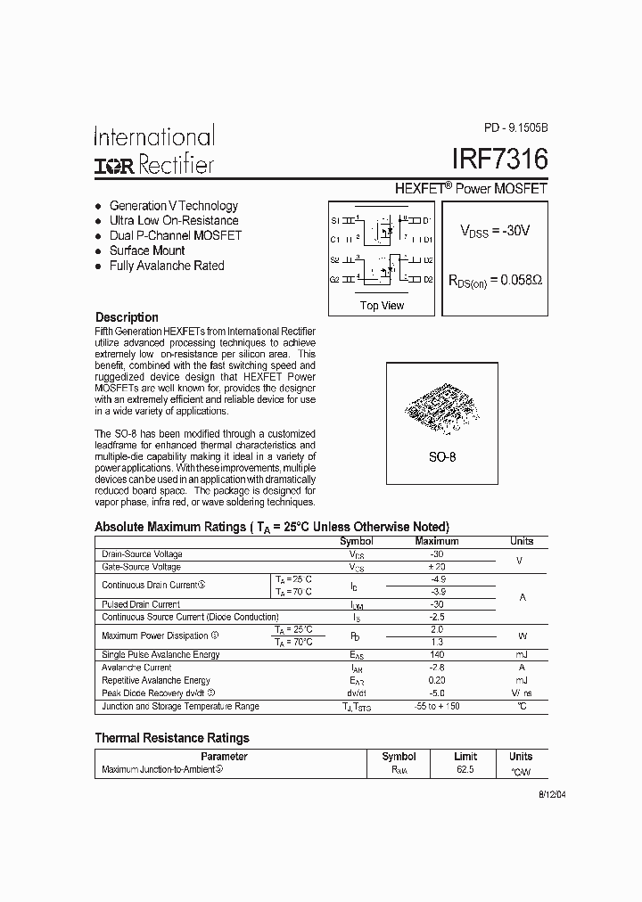 IRF7316_26835.PDF Datasheet