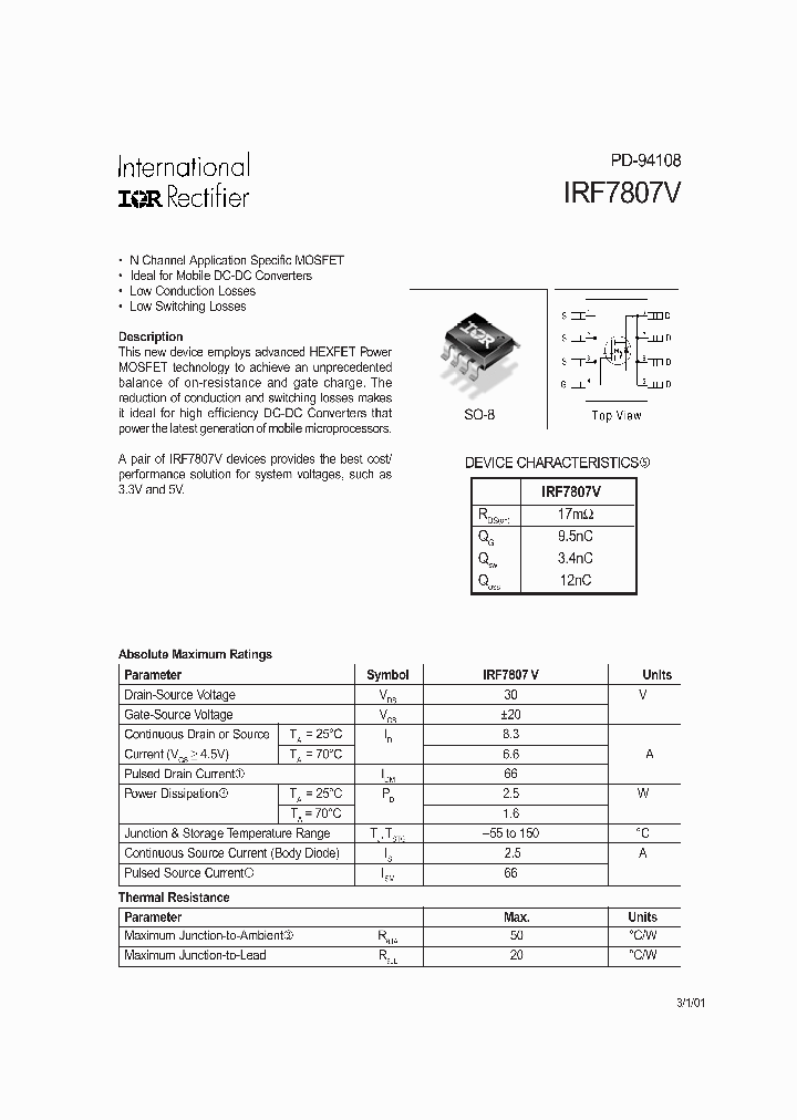 IRF7807V_2165.PDF Datasheet