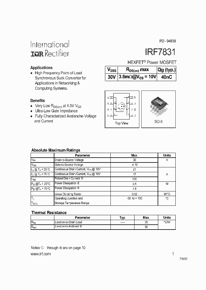 IRF7831_182134.PDF Datasheet