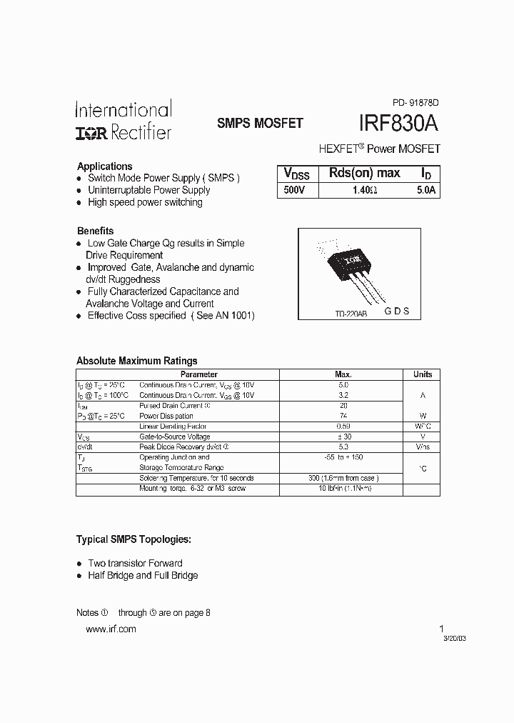 IRF830A_158878.PDF Datasheet