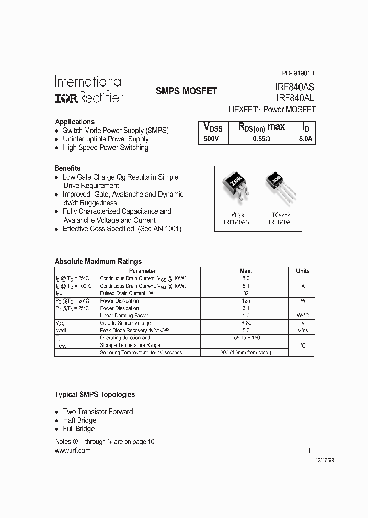 IRF840AL_2617.PDF Datasheet