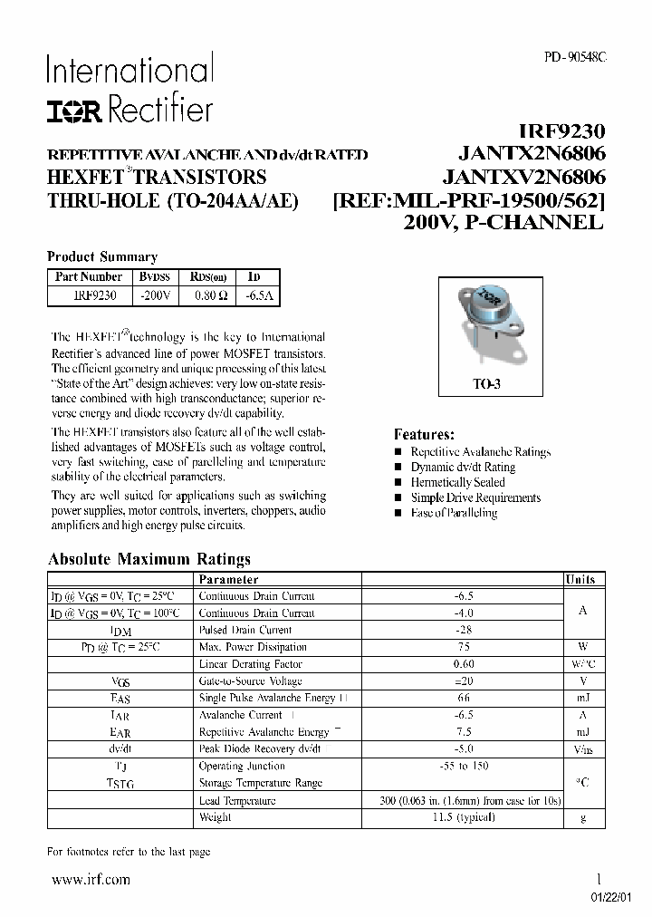 IRF9230_5909.PDF Datasheet