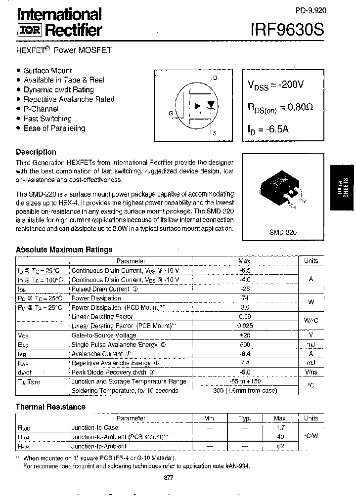 IRF9630S_5946.PDF Datasheet