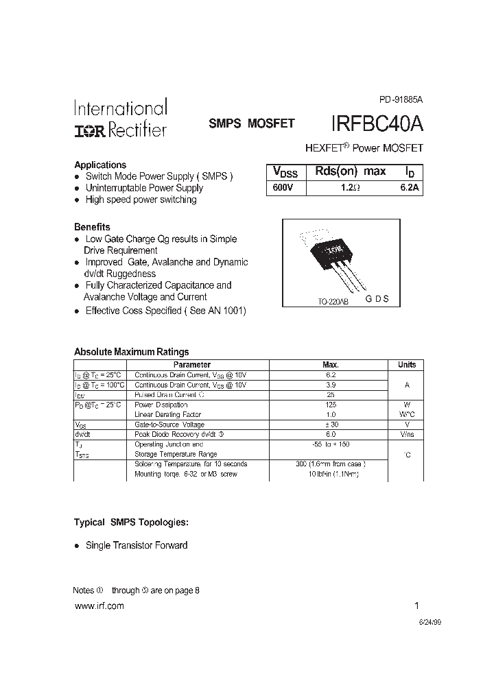 IRFBC40A_157203.PDF Datasheet