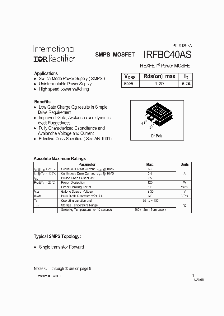 IRFBC40AS_157204.PDF Datasheet