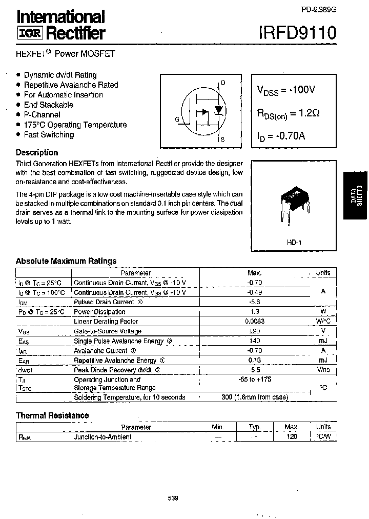 IRFD9110_98189.PDF Datasheet