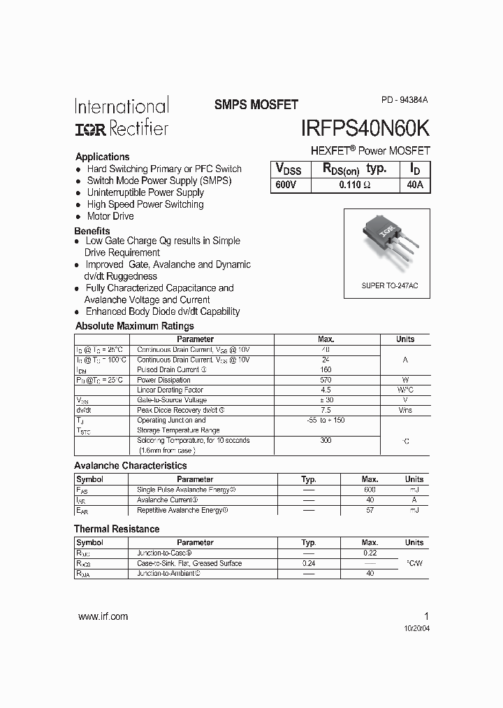 IRFPS40N60K_177421.PDF Datasheet