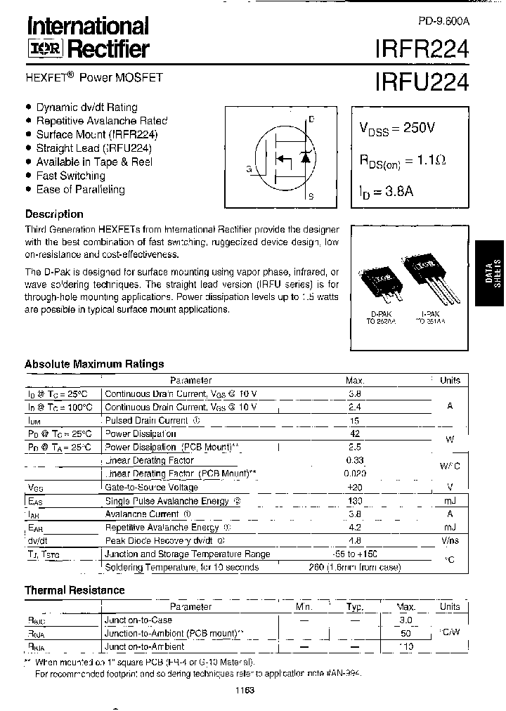 IRFR224_127772.PDF Datasheet