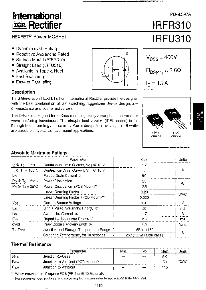 IRFR310_104659.PDF Datasheet