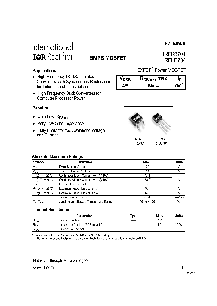 IRFU3704_62557.PDF Datasheet