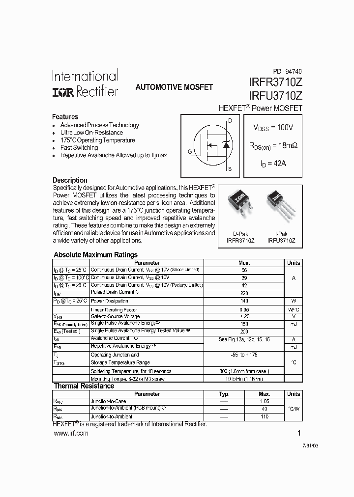IRFR3710Z_132902.PDF Datasheet