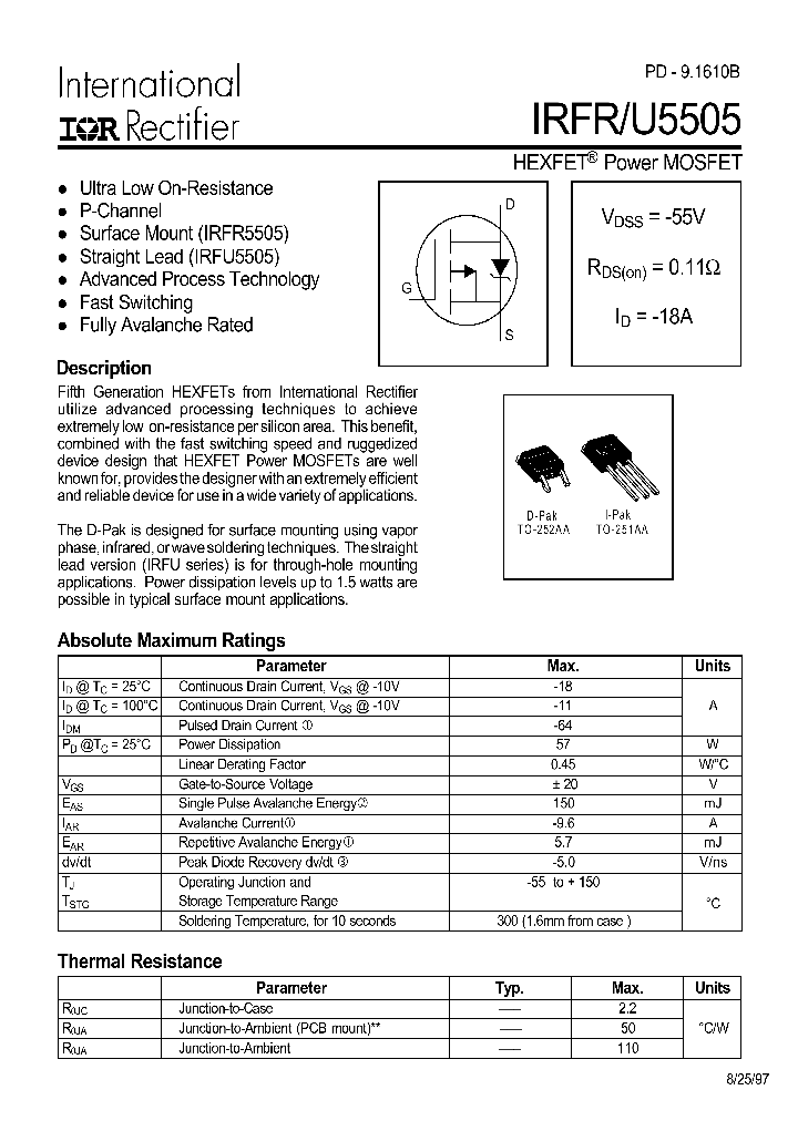 IRFR5505_118115.PDF Datasheet