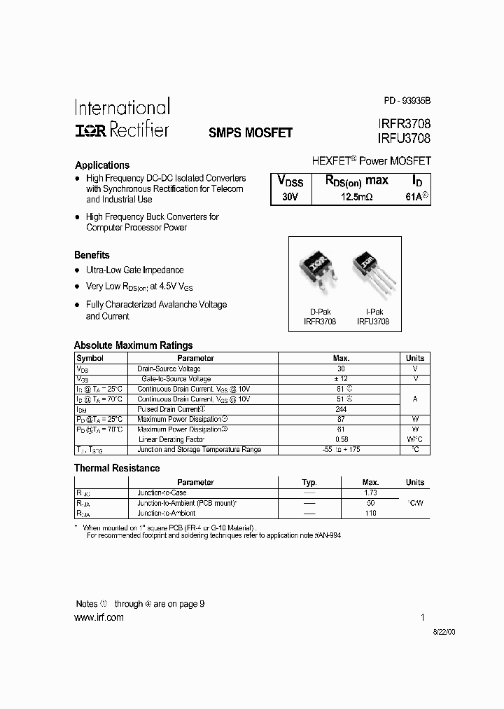 IRFU3708_62560.PDF Datasheet