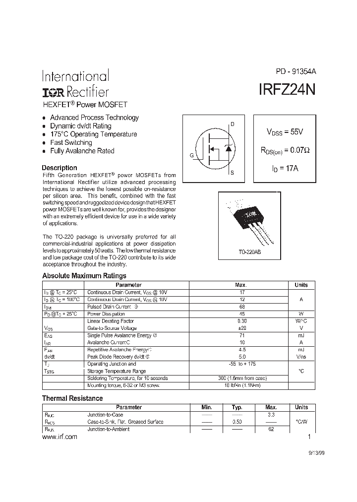 IRFZ24N_156154.PDF Datasheet
