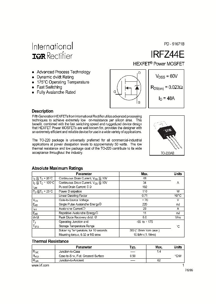 IRFZ44E_146653.PDF Datasheet