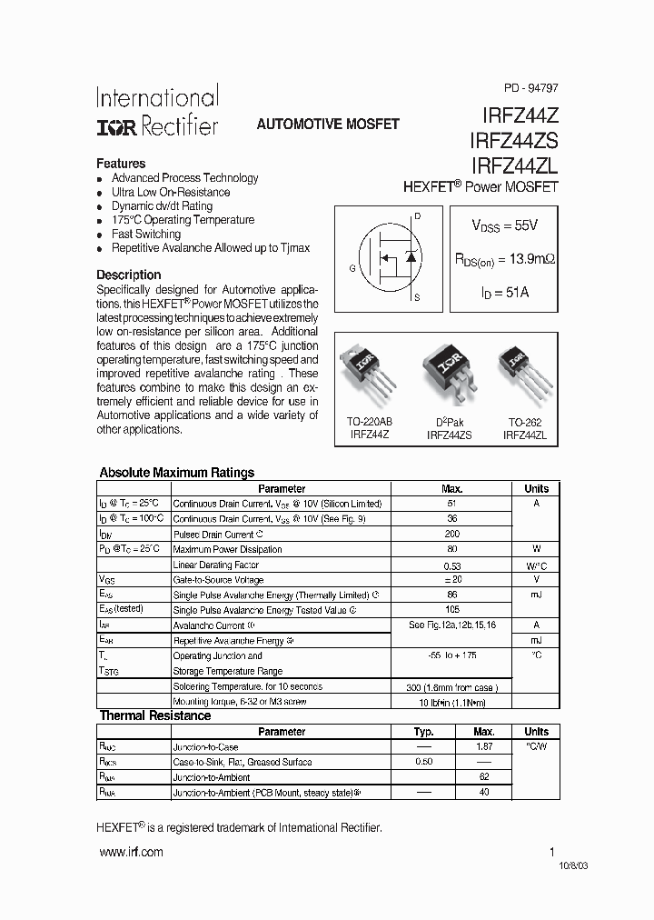 IRFZ44Z_146668.PDF Datasheet