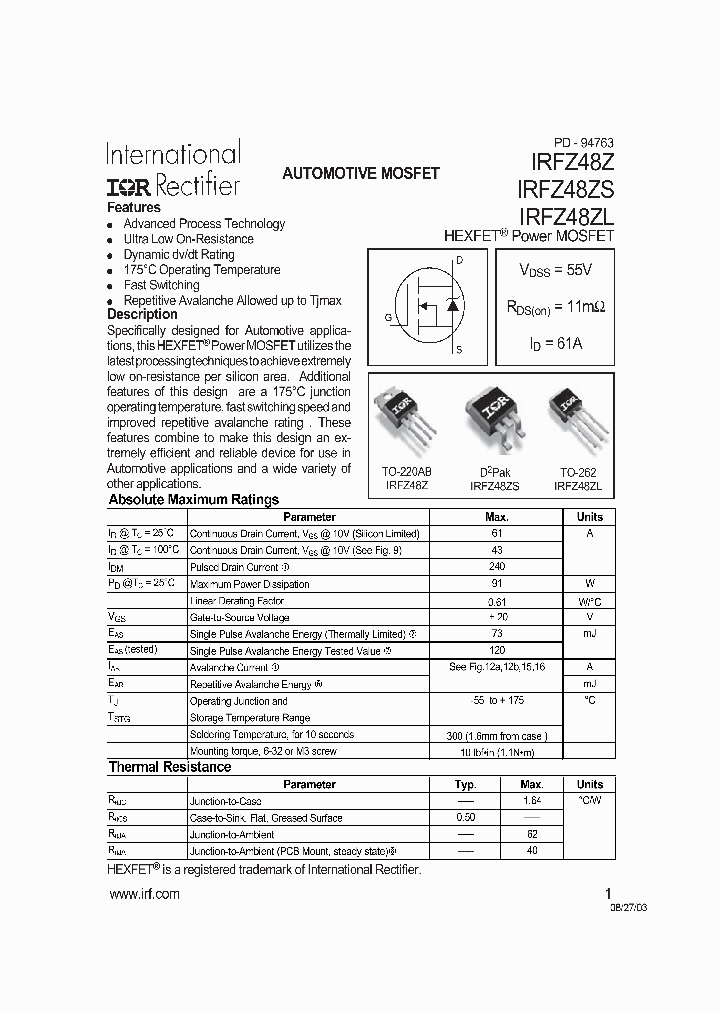 IRFZ48Z_150578.PDF Datasheet