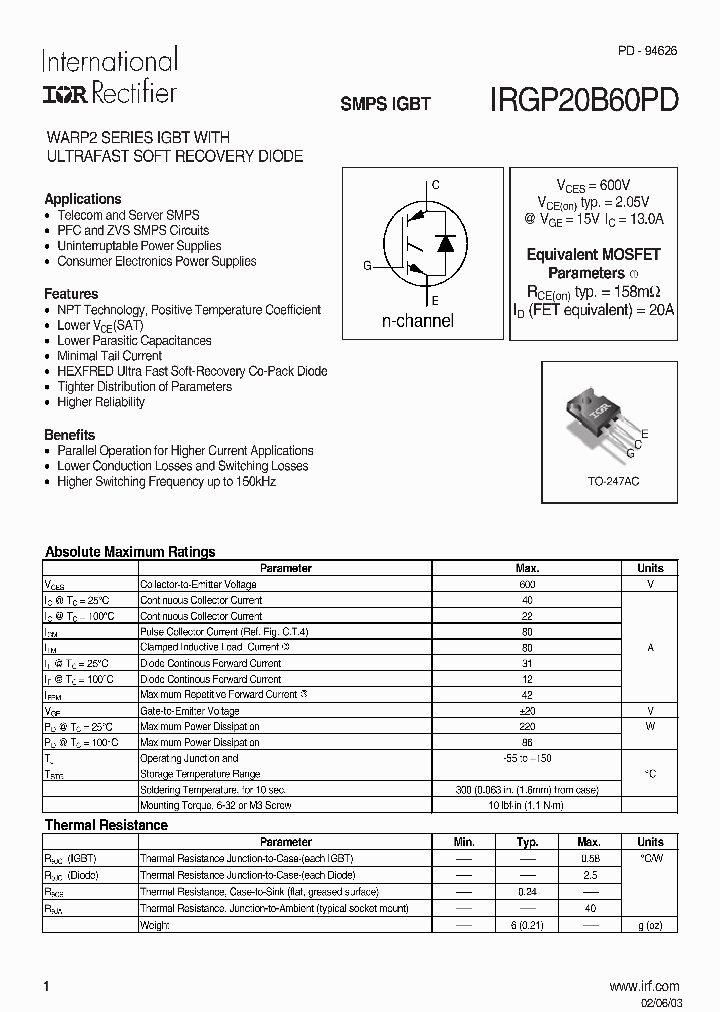 IRGP20B60PD_194866.PDF Datasheet