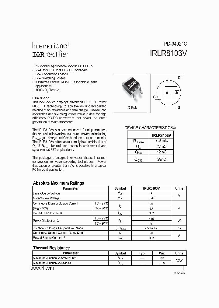 IRLR8103V_180629.PDF Datasheet