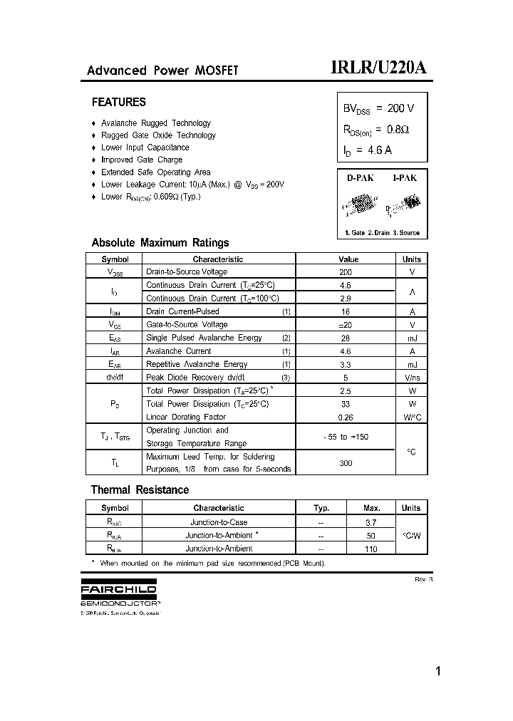 IRLRU220A_62315.PDF Datasheet