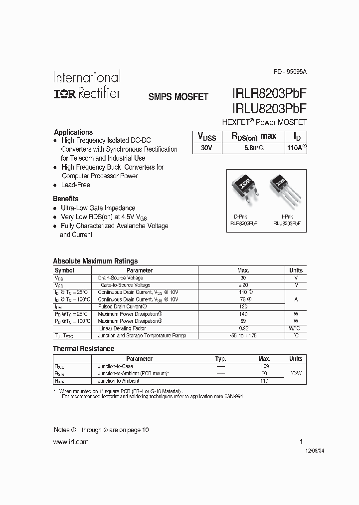 IRLU8203PBF_61571.PDF Datasheet