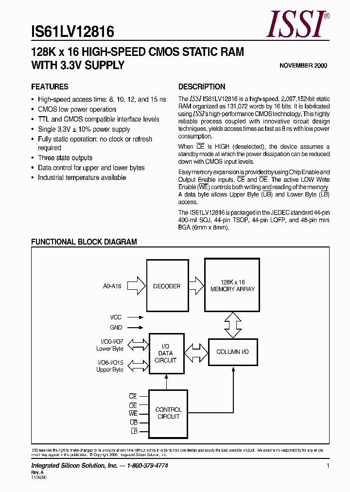 IS61LV12816_26856.PDF Datasheet