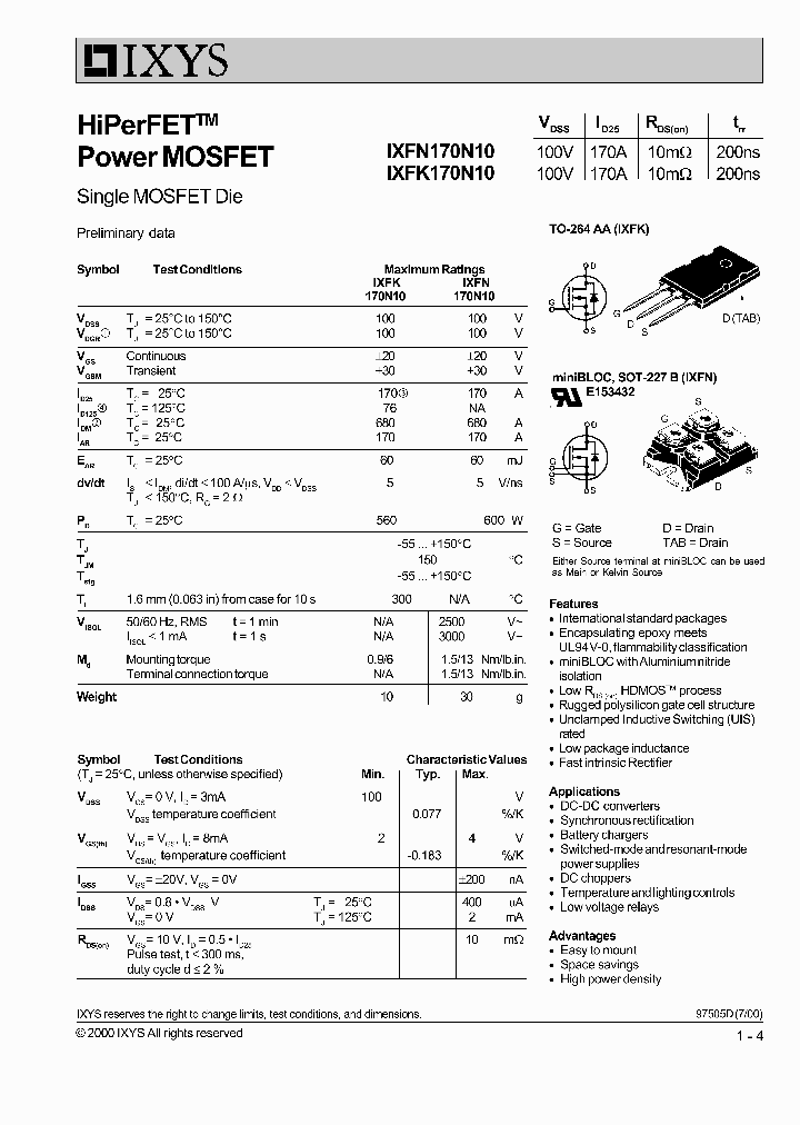 IXFK170N10_175088.PDF Datasheet