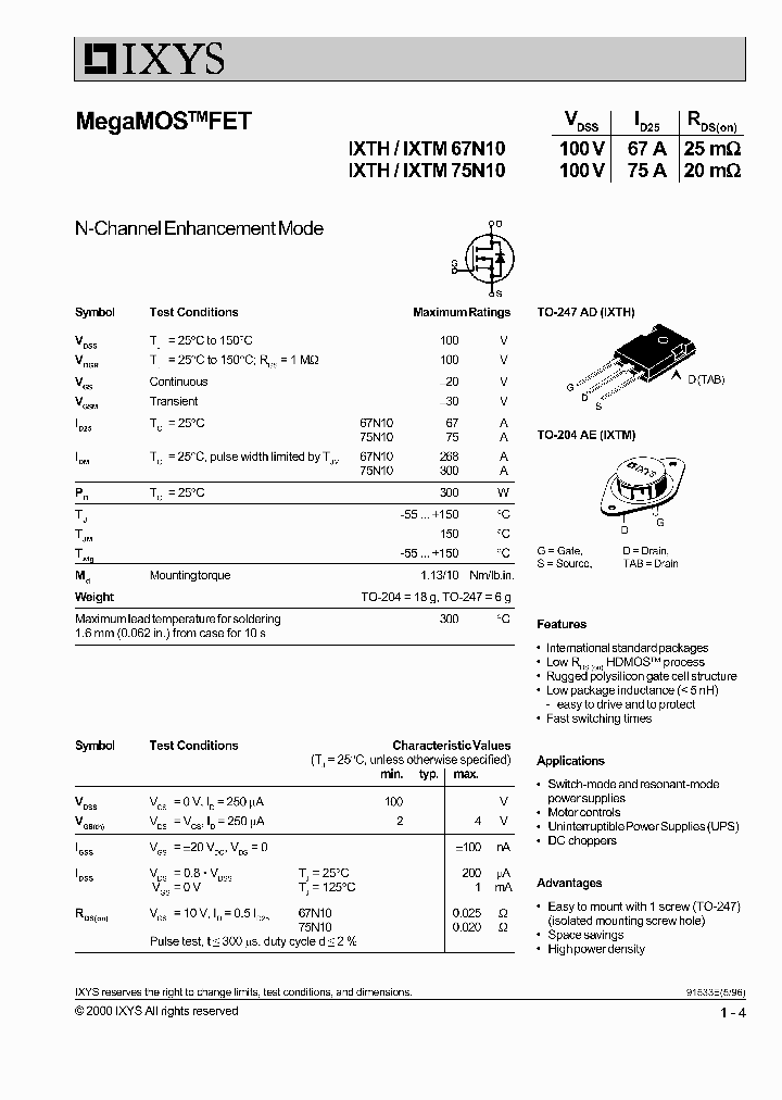 IXTM75N10_66465.PDF Datasheet