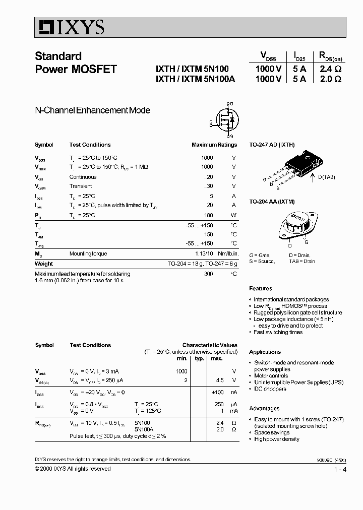 IXTM5N100_66461.PDF Datasheet