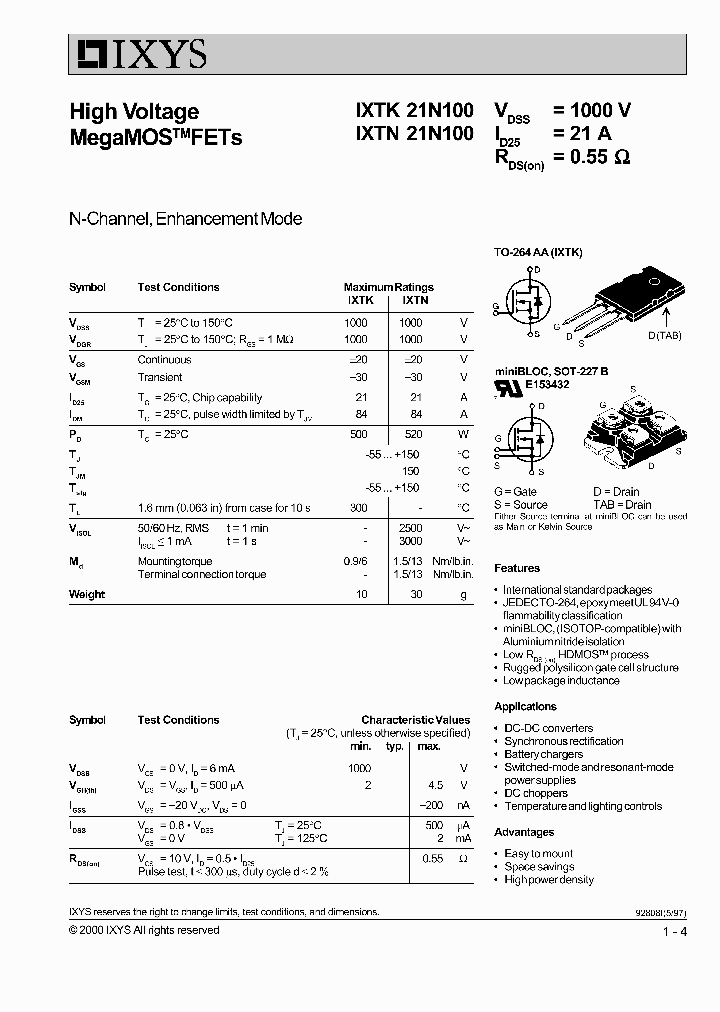 IXTN21N100_65740.PDF Datasheet