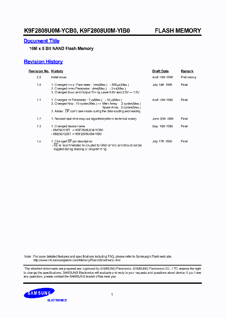 K9F2808U0M-_129304.PDF Datasheet